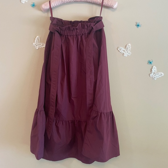 Uniqlo Deep Red Midi Tie Skirt - Picture 1 of 5